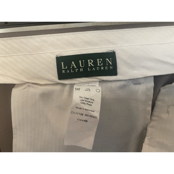 Ralph Ralph Lauren‎ 42 x 30 Beige Khaki Pleated Cuffed Mens Dress Pants - Picture 3 of 3